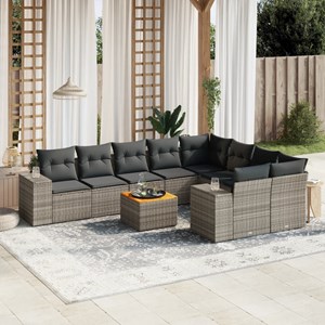 Maison exclusive - salon de jardin avec coussins 10 pcs gris résine tressée