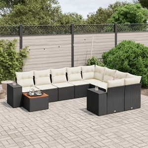 Maison exclusive - salon de jardin 10 pcs avec coussins noir résine tressée