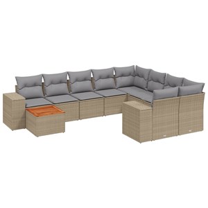 Maison exclusive - salon de jardin avec coussins 10 pcs beige résine tressée