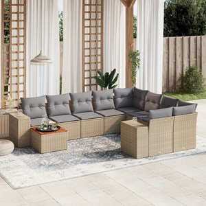 Maison exclusive - salon de jardin avec coussins 10 pcs beige résine tressée