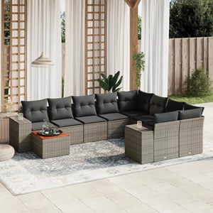 Maison exclusive - salon de jardin avec coussins 10 pcs gris résine tressée