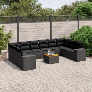 Maison exclusive - salon de jardin 11 pcs avec coussins noir résine tressée