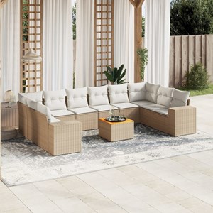 Maison exclusive - salon de jardin 11 pcs avec coussins beige résine tressée