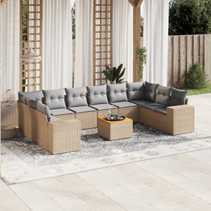 Maison exclusive - salon de jardin 11 pcs avec coussins beige résine tressée