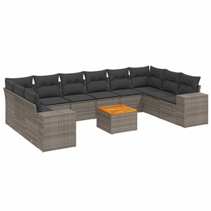 Maison exclusive - salon de jardin 11 pcs avec coussins gris résine tressée