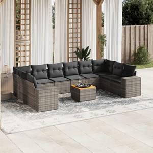 Maison exclusive - salon de jardin 11 pcs avec coussins gris résine tressée