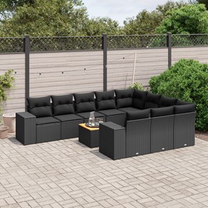 Maison exclusive - salon de jardin 11 pcs avec coussins noir résine tressée