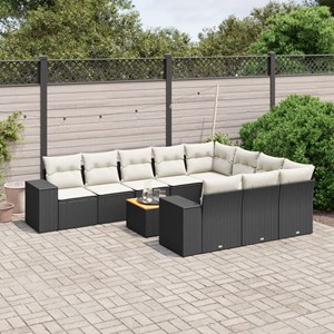 Maison exclusive - salon de jardin 11 pcs avec coussins noir résine tressée