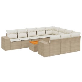 Maison exclusive - salon de jardin 11 pcs avec coussins beige résine tressée