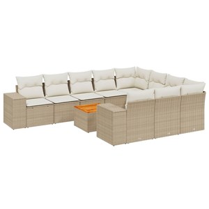 Maison exclusive - salon de jardin 11 pcs avec coussins beige résine tressée