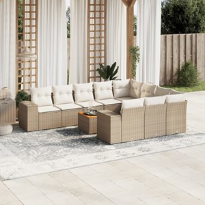 Maison exclusive - salon de jardin 11 pcs avec coussins beige résine tressée