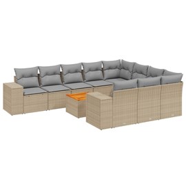 Maison exclusive - salon de jardin 11 pcs avec coussins beige résine tressée