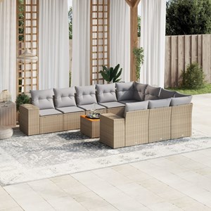 Maison exclusive - salon de jardin 11 pcs avec coussins beige résine tressée