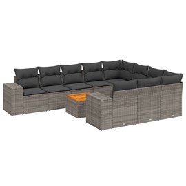 Maison exclusive - salon de jardin 11 pcs avec coussins gris résine tressée