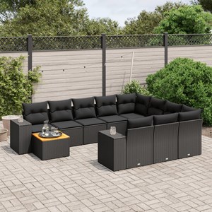 Maison exclusive - salon de jardin 11 pcs avec coussins noir résine tressée