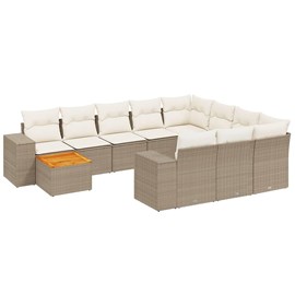 Maison exclusive - salon de jardin 11 pcs avec coussins beige résine tressée