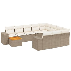 Maison exclusive - salon de jardin 11 pcs avec coussins beige résine tressée