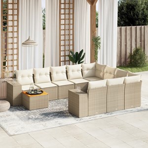 Maison exclusive - salon de jardin 11 pcs avec coussins beige résine tressée