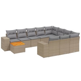 Maison exclusive - salon de jardin 11 pcs avec coussins beige résine tressée