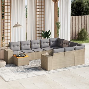 Maison exclusive - salon de jardin 11 pcs avec coussins beige résine tressée