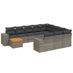 Maison exclusive - salon de jardin 11 pcs avec coussins gris résine tressée