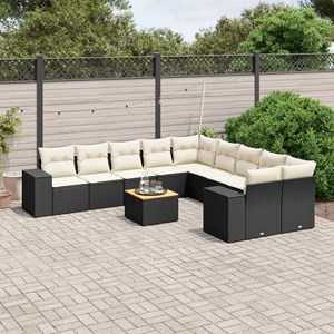 Maison exclusive - salon de jardin 11 pcs avec coussins noir résine tressée
