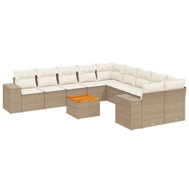 Maison exclusive - salon de jardin 11 pcs avec coussins beige résine tressée