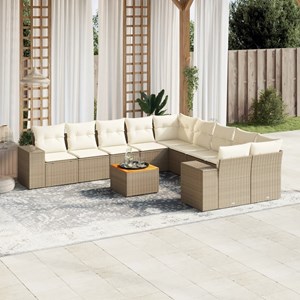Maison exclusive - salon de jardin 11 pcs avec coussins beige résine tressée