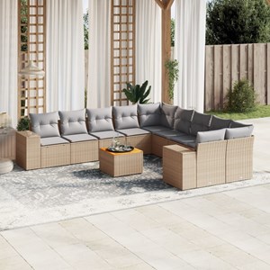 Maison exclusive - salon de jardin 11 pcs avec coussins beige résine tressée