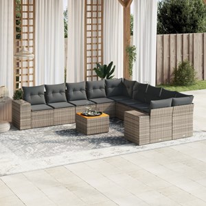 Maison exclusive - salon de jardin 11 pcs avec coussins gris résine tressée