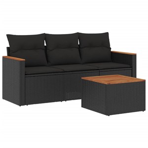 Maison exclusive - salon de jardin 4 pcs avec coussins noir résine tressée