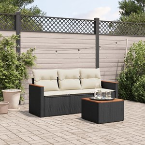Maison exclusive - salon de jardin 4 pcs avec coussins noir résine tressée