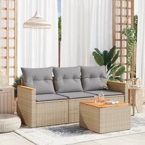 Maison exclusive - salon de jardin avec coussins 4pcs mélange beige résine tress