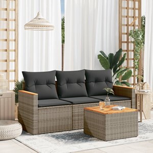 Maison exclusive - salon de jardin 4 pcs avec coussins gris résine tressée