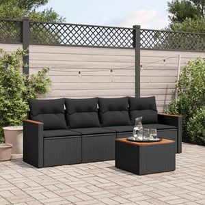 Maison exclusive - salon de jardin 5 pcs avec coussins noir résine tressée