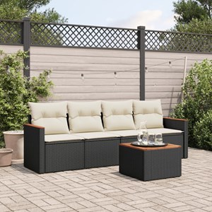 Maison exclusive - salon de jardin 5 pcs avec coussins noir résine tressée