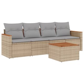 Maison exclusive - salon de jardin avec coussins 5pcs mélange beige résine tress