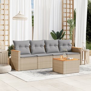Maison exclusive - salon de jardin avec coussins 5pcs mélange beige résine tress