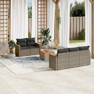 Maison exclusive - salon de jardin 6 pcs avec coussins gris résine tressée