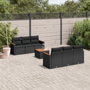 Maison exclusive - salon de jardin 7 pcs avec coussins noir résine tressée