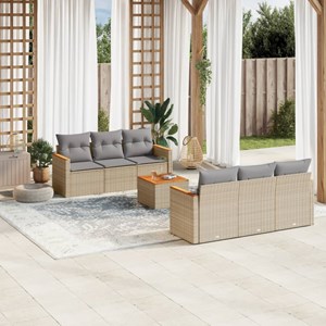 Maison exclusive - salon de jardin avec coussins 7pcs mélange beige résine tress
