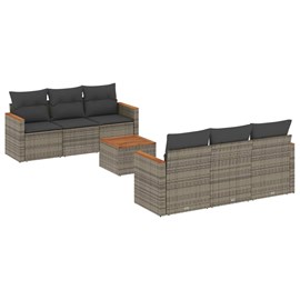 Maison exclusive - salon de jardin avec coussins 7 pcs gris résine tressée