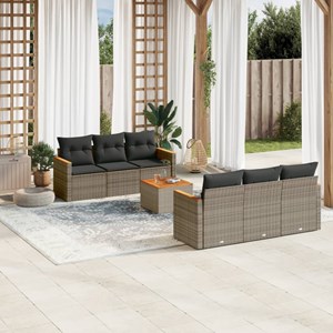 Maison exclusive - salon de jardin avec coussins 7 pcs gris résine tressée