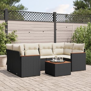 Maison exclusive - salon de jardin 7 pcs avec coussins noir résine tressée