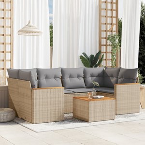 Maison exclusive - salon de jardin avec coussins 7pcs mélange beige résine tress