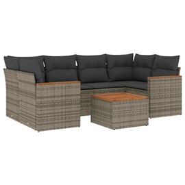 Maison exclusive - salon de jardin avec coussins 7 pcs gris résine tressée