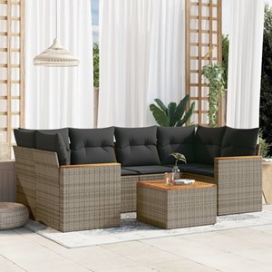 Maison exclusive - salon de jardin avec coussins 7 pcs gris résine tressée