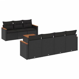 Maison exclusive - salon de jardin 8 pcs avec coussins noir résine tressée