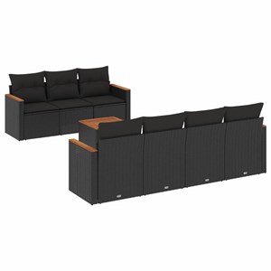 Maison exclusive - salon de jardin 8 pcs avec coussins noir résine tressée