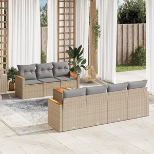 Maison exclusive - salon de jardin avec coussins 8pcs mélange beige résine tress